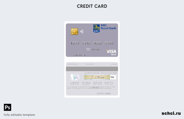 цифровая загрузка шаблона дебетовой карты Visa RBC Royal Bank Тринидада и Тобаго